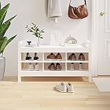 LEDSIX Möbelset Flur Bank weiß 110x40x60 cm Massivholz Kiefer Bänke