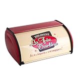 Sziqiqi Vintage Brotkasten Aufbewahrung Arbeitsplatte Brotbehälter 33cm mit Roll-Top und Schutzverkleidung für Brot Brötchen Kekse Muffins gebacken gut Frisch und Aromatisch, Rot