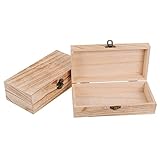 DECHOUS 1 Set 2 Stück Holzkiste Mit Klappdeckel Unlackiertes Holz Bastel-Andenkenbox Dekorative Geschenk-Aufbewahrungsboxen Diy-Holztruhe Unbemalte Schmuckschatulle Für Zuhause