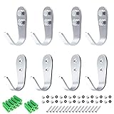 N A 8 Stück Edelstahl Wandhaken Wand-Montage Schwerlast Haken mit Schrauben Universalhaken Kleiderhaken Garderobenhaken Schlüsselhaken für Schlüssel Taschen Handtücher(Silber)