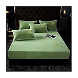 LMZPJ Flanell Spannbettlaken 90x200cm bis 200x220cm Cashmere-Touch Spannbetttuch Herbst und Winter warme Bettlaken für Boxspringbett Wasserbett Erwachsene Kinder (Color : Green, Size : 200x220+28cm)