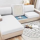 Rosnek Sofa Sitzkissenbezug, Stretch Sofa Couch Kissenbezüge, Sofasitzbezug Schonbezug, Elastische Kissenbezüge, Sofa Überwürfe Sofabezug für 2-Sitzer-Sofas L-förmiger Ecksofas Sitzkissen, Weiß