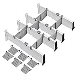 Echwave Schubladen-Trennwände, 4 Stück, verstellbare Trennwände mit 6 Einsätzen, 10,2 cm hoch, erweiterbar von 28,9 - 43,2 cm für Schlafzimmer