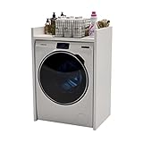 MRBLS Waschmaschinenschrank Überbauschrank für Waschmaschine & Trockner Wäschetrockner Badschrank Badezimmermöbel Waschküche Waschmaschinenregal Waschmaschinenüberbau viele Farben - 66x97x48cm (Weiß)
