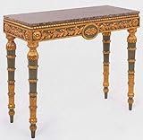 Casa Padrino Luxus Barock Konsole Grau/Antik Gold/Braun - Handgefertigter Massivholz Konsolentisch mit edlen Verzierungen und Marmorplatte - Barock Möbel