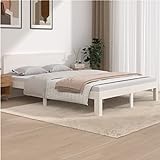 YuMeng Massivholzbett, Bettrahmen, Bett, Badezimmer Möbel, Holz Bett, Weiß Kiefer 140x190 cm