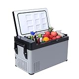 Kompressor kühlbox 38L auto elektrische kühlbox 12V 240V tragbare Camping Kühlschrank mit Griff Mini Kühlschrank für Auto Lkw Boot Reisemobil Musikfestivals Picknicks Temperaturkontrolle -22℃-20℃ Grau