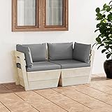 ZEYUAN Garten-Palettensofa 2-Sitzer mit Kissen, Gartenlounge, Outdoor Sofa, Loungemöbel, Balkonmöbel Lounge, Garten Sofa, Terrassenmöbel, Fichtenholz