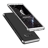 ISADENSER Schutzhülle für Samsung Galaxy Note 8, ultradünn, 2-in-1, stoßfest, 360 ° Ganzkörper-Vorder- und Rückseite, harter PC-Kunststoff, kratzfest, kompatibel mit 2-in-1 PC – Silber + Schwarz