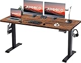 JUMMICO Höhenverstellbarer Schreibtisch 160 x 80 cm, Schreibtisch Höhenverstellbar Elektrisch mit USB-Ladeanschluss Ergonomischer Steh-Sitz Tisch mit 4 Memory Funktion und 360°Rollen (Vintage Braun)
