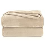 heimtexland ® Premium Flanell Kuscheldecke XL Super Soft Fleecedecke Sofadecke Überwurf Decke Öko-tex Typ380 Sand 200x150