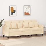 Yolola Sofa 3 sitzer,Sofa 3 sitzer Creme,Sofa 3 sitzer Wohnzimmer,Sofas & Couches,Lounge Couch Sofa, Couch fürsWohnzimmer,Stoffsofa-Creme-3-Sitzer:180cm