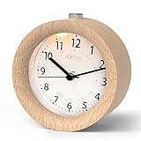 aboveClock Wecker Analog Ohne Ticken, Wecker Holz mit Snooze, Nachttisch Tischuhr mit Nachtlicht, Retro Wecker Analog Batteriebetriebe（1*AA-Batterie benötig - Naturholz in Hellbraun