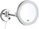 TONPOP Kosmetikspiegel, Make-up-Spiegel, Wandmontage, LED-beleuchtet, 5-fache Vergrößerung, ausziehbarer einseitiger Kosmetikspiegel für Badezimmer, Kosmetikspiegel