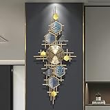 Hengqiyuan Wanduhr Groß Modern, Wanduhren Wohnzimmer Küche Ohne Tickgeräusche, Uhr Wand Metall Kreativ für die 3D Kunst Wanddekoration zu Hause,Vertical