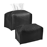 Taschentuchbox-Abdeckungen, 2 Stück Taschentuchhalter für Badezimmer, Büro, Schminktisch, Arbeitsplatte, quadratischer Taschentuch-e-Boxhalter (schwarz)