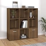 ZEYUAN Bücherschrank, Bücherregal, Leiterregal, Standregal, Allzweckschrank, Bookshelf, Ordnerregal, Büro Regal, Mehrzweckschrank, Braun Eichen-Optik 98x30x98 cm