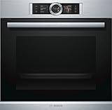 Bosch HSG636BS1 Serie 8 Einbau-Dampfbackofen, 60 x 60 cm, 1 L Wassertank, Made in Germany, EcoClean Direct Reinigungshilfe, Bosch Assist Backeinstellung auf Knopfdruck, 4D Heißluft Backen auf 4 Ebenen