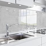 danario Küchenrückwand selbstklebend - Glasoptik - Spritzschutz Küche - versteifte PET Folie - 1,3 mm - Beton - Materialmuster A5