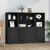 ZEYUAN Highboards 3 STK Sideboard Wohnzimmer, Schlafzimmer Kommode, Bücherschrank, Wohnzimmerschrank, Hochschrank, Wohnschrank, Schwarz Holzwerkstoff