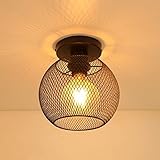 Vintage Deckenlampe, Industrial Design Retro Iron Cage E27 Sockel Deckenleuchte, Rustikal Stil Käfig Kronleuchter, Lampenschirm aus Schwarzem Metall, für Innen, Restaurant, Cafe, Bar, Kinderzimmer