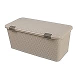Unterbettkommode, Imitierte Rattan-Aufbewahrungsbox mit Deckel mit RäDern, Platzsparend, Geeignet FüR Schlafzimmer-Sofaboden/braun / 110L