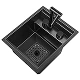 Küchenspülen Wohnung Küchenspüle Versteckter Waschbeckenhahn Mit Abdeckplatte Waschbecken Aus Schwarzem Edelstahl Eingelassener Wassertank Auf Der Plattform Sparen Sie Platz Und Reinigen (Color : Ner