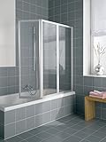 Kermi Vario 2000 Badewannenfaltwand silber matt; Kunstglas Perl; Breite 140 cm - Made in Germany