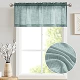 TOPICK Sheer Scheibengardine Blaugrau Voile Bistrogardine 2er Set Transparent Gardine Gaze Schals Fensterschal Kurzstore Klein Fenster für Küche Wohnzimmer Landhaus 2 Stück 130B x 40H(cm)