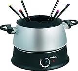 Tefal EF3000 Fondue Base Ronde|1200 Watt| mit 6 farbigen Gabeln| Für jede Fondueart: Öl, Käse, Schokolade| mit Spritzschutz| regelbarer Thermostat| einfache Reinigung| Silber/Schwarz