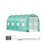 ORIORG Gewächshaus mit begehbarem Tunnel, verzinkter Rahmen, wasserdichte Abdeckung, 15 x 7 x 7/10 x 7 x 7/20 x 10 x 7/12 x 7 x 7 Ft Gewächshäuser Frühbeete (Size : Green 12x7x7 ft)