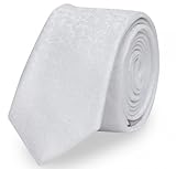 Fabio Farini - Unifarbene Schmale Herren Krawatten in 6cm Breite einfarbige und elegante Schlipse für jeden Anlass wie Hochzeit, Konfirmation oder Business Mattweiß Paisleymuster