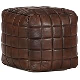 vidaXL Pouf Sitzpouf Sitzhocker Sitzpuff Puff Fußbank Fußhocker Hocker Würfel Sitzwürfel Sitzkissen Ottoman Dunkelbraun 40x40x40cm Echtes Ziegenleder