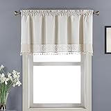 Rama Rose Boho-Fenstervolant für Küche, Quaste, Leinenstruktur, Volants, Bauernhaus-Dekor, Fensterbehandlung, Vorhangaufsätze für Wohnzimmer, Keller, Schlafzimmer, 144 x 61 cm, Beige