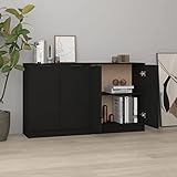 JUNZAI Sideboards 2 STK Kommode Schlafzimmer, Komodenschrank, Flur Möbel, Apothekerschrank, Wohnzimmerschrank, Flur Schrank, Beistellschrank, Schwarz 60x30x70 cm Holzwerkstoff