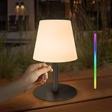 LED Akku Outdoor Tischlampe mit 8 Farben Dimmbar Kabellos Tischleuchte Tragbare Farbwechsel Nachtlicht Lampe für außen garten schlafzimmer camping ostern dekoration