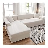 Daesar Sofa Überzug Ecksofa 3 Sitzer + 4 Sitzer 190-230 + 235-300, Überwürfe Sofabezug Wasserdicht L Form Modern Beige Weiß Couchbezug Stretch Eckcouch Polyester