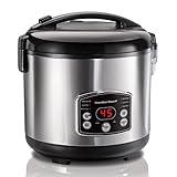 Hamilton Beach - Reiskocher, Multikocher, Dampfgarer -Einsatz, 4,75 Liter, Rice Cooker mit automatischer Warmhaltefunktion, Perfekt gegarter Reis, Schongarer für Gemüse und Fisch, Edelstahl (37541-CE)