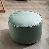 ZZenSmot Modern Sitzhocker Einfarbiges Leder Rund Gefüllt Sitzsack Weich Sitzpuff Couch Hocker Für Lebend Zimmer Schlafzimmer Eingangsbereich Korridor-J 45x45x28cm(18x18x11inch)