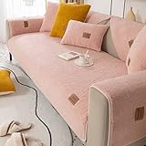 Samt Sofabezug L Form1 2 3 4 Sitzer, Ecksofa Sofa Couch überzug Sofaüberwurf, Pets Dog Sofadecke, rutschfest Sofa Cover Couchbezug, Anti-rutsch Sofaschoner,Rosa,70x150cm