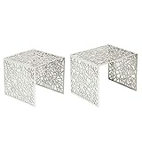 riess-ambiente.de Stylischer Couchtisch Abstract 2er Set Silber im Gap Design Wohnzimmertisch Modern Satztische Tische