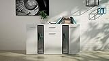 Möbel Akut Sideboard Kommode weiß matt und schwarz Wohnzimmer Schrank Salsas