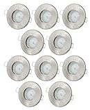 10er Set Einbaustrahler IP65 Edelstahl gebürstet Bad Dusche GU10 5Watt LED Leuchtmittel 2700Kelvin warm-weiß 450Lumen Leuchtmittel austauschbar Einbauleuchten Rostfrei