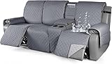 FASCINATDECO Sesselschoner mit Taschen, Fernsehsessel Schutzbezug 100% wasserdichte, Relaxsessel Bezüg Sesselauflage Relax, Sesselauflage für Kindern und Haustieren Hund (Dunkelgrau,3-Sitzer/Sofa)