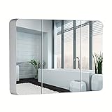 DSDD Medizinschränke Spiegelschrank Massivholz Wandschrank Dreitüriger Spiegelschrank mit LED-Licht