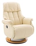 Robas Lund Sessel Leder Relaxsessel bis 130 Kg TV Sessel, Relaxer Fernsehsessel Echtleder creme, Calgary Comfort L