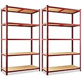 Monzana 2X Schwerlastregal 180x90x40cm 875kg rot 5 MDF-Platten Lagerregal Kellerregal Steckregal Werkstattregal