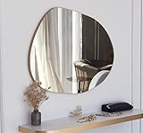 Gozos Moderner Industrial Denia Spiegel - Wandspiegel mit 2,2 cm hölzerner Unterseite und inklusive Montagematerial - Maße 75 x 55 - Asymmetrischer Spiegel ideal als Dekorationsobjekt