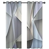 Homxi Vorhänge Blickdicht Hitzeschutz 2er Set,2 x 107W x 274H cm,Blickdichter Vorhang Wohnzimmer Grau Geometriemuster Ösenvorhang Modern