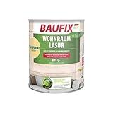 BAUFIX natural Wohnraumlasur transparent, 1 Liter, Öko Holzlasur innen, atmungsaktive Ökofarbe aus nachhaltiger Produktion, vegan, wasserbasiert, hochwertige Wachsemulsion